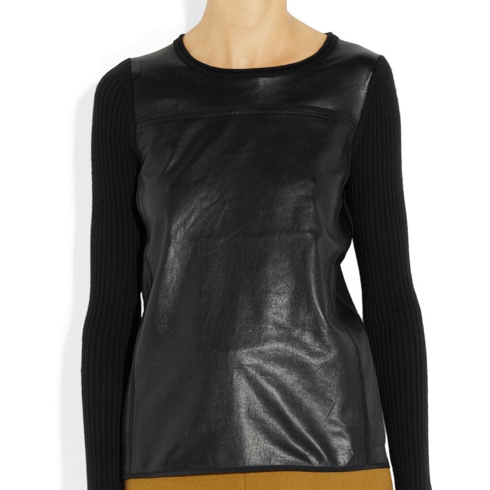 Reed Krakoff Cashmere Sweater with leather front